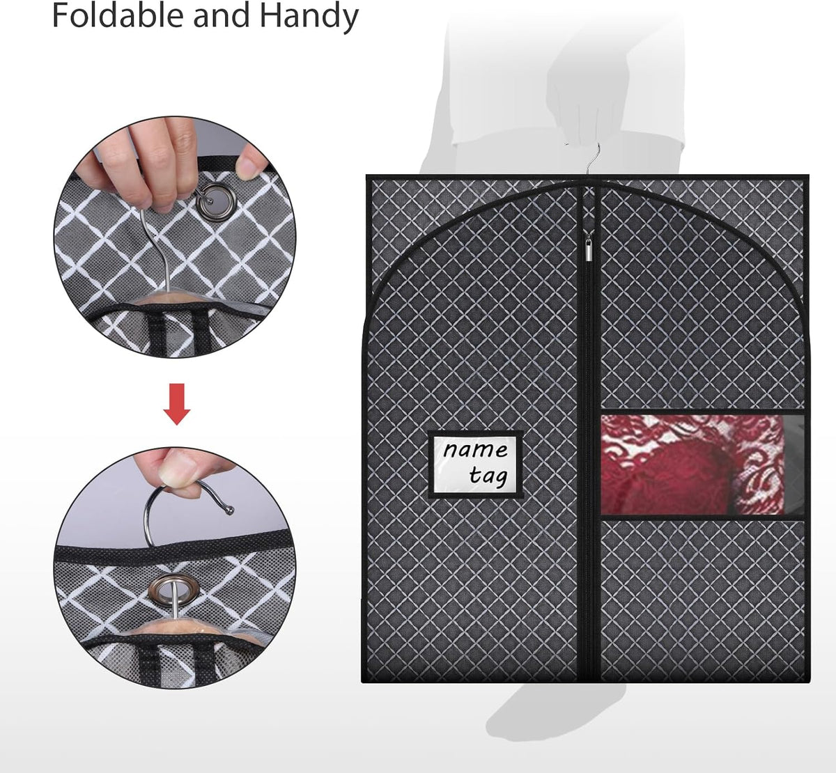 Univivi 60 Inch Lightweight Garment Bag for Hanging Clothes, 10 Pack, Black