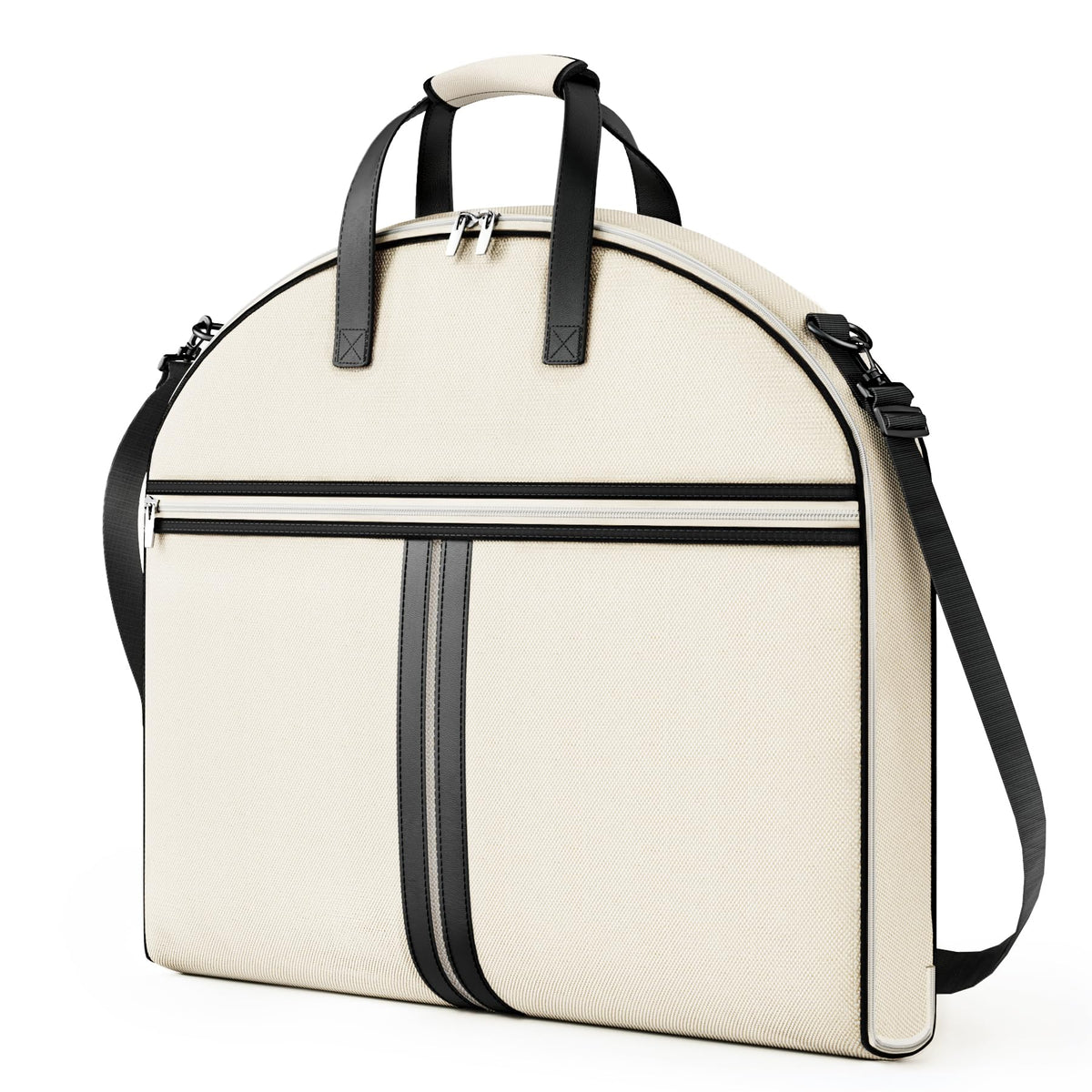 MISSLO Carry on Garment Bags for Travel for Women 56" Foldable Dress Bag with Large Pockets Bag Suit Luggage Garment Bag with Shoulder Strap for Business, Wedding, Hanging Clothes, Beige