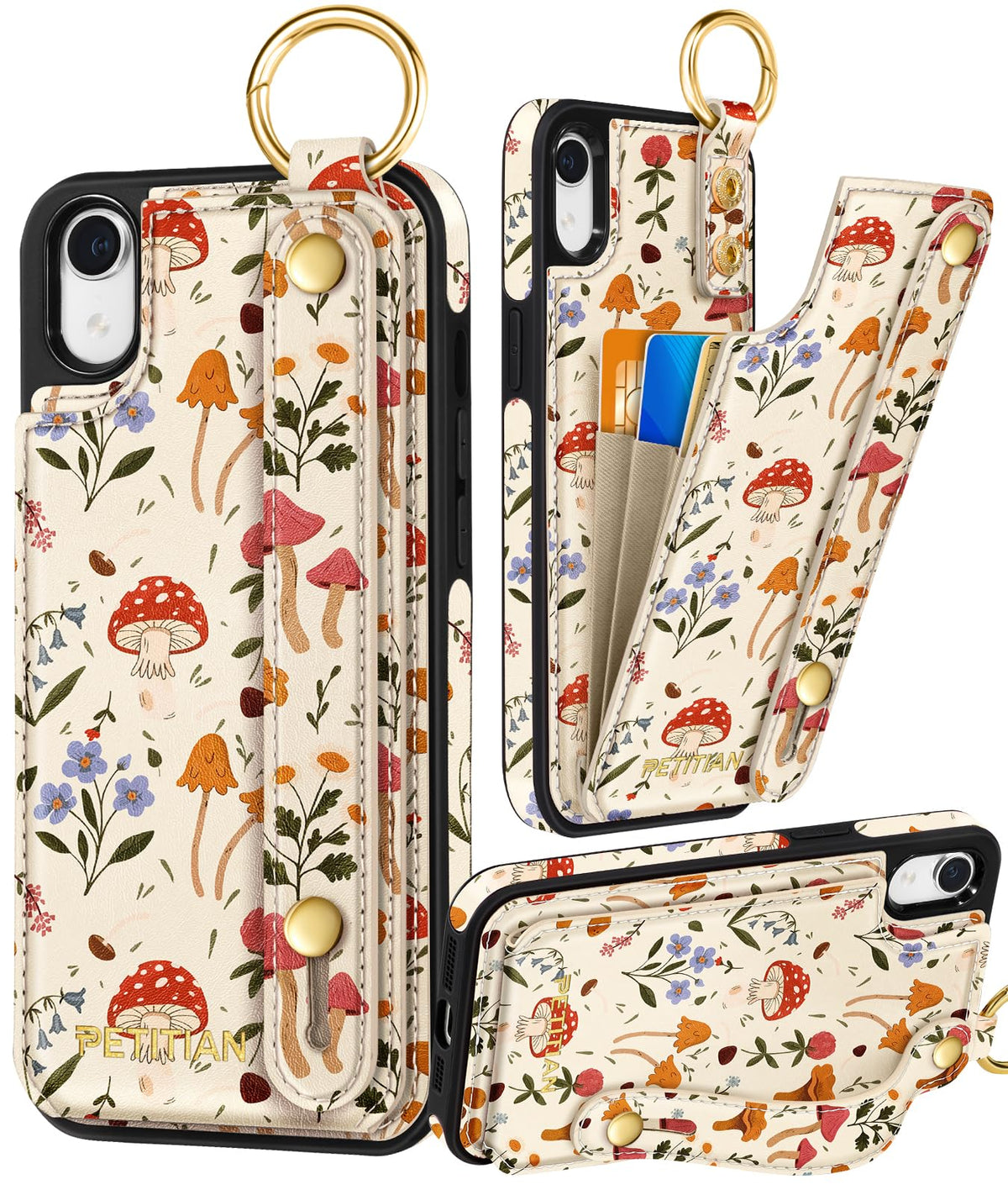 Petitian for iPhone 18 Pro/17 Pro Wallet Case for Women, Vintage Flower