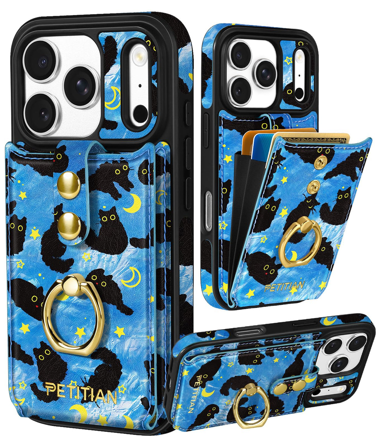 Petitian for iPhone 18 Pro/17 Pro Wallet Case for Women, Vintage Flower