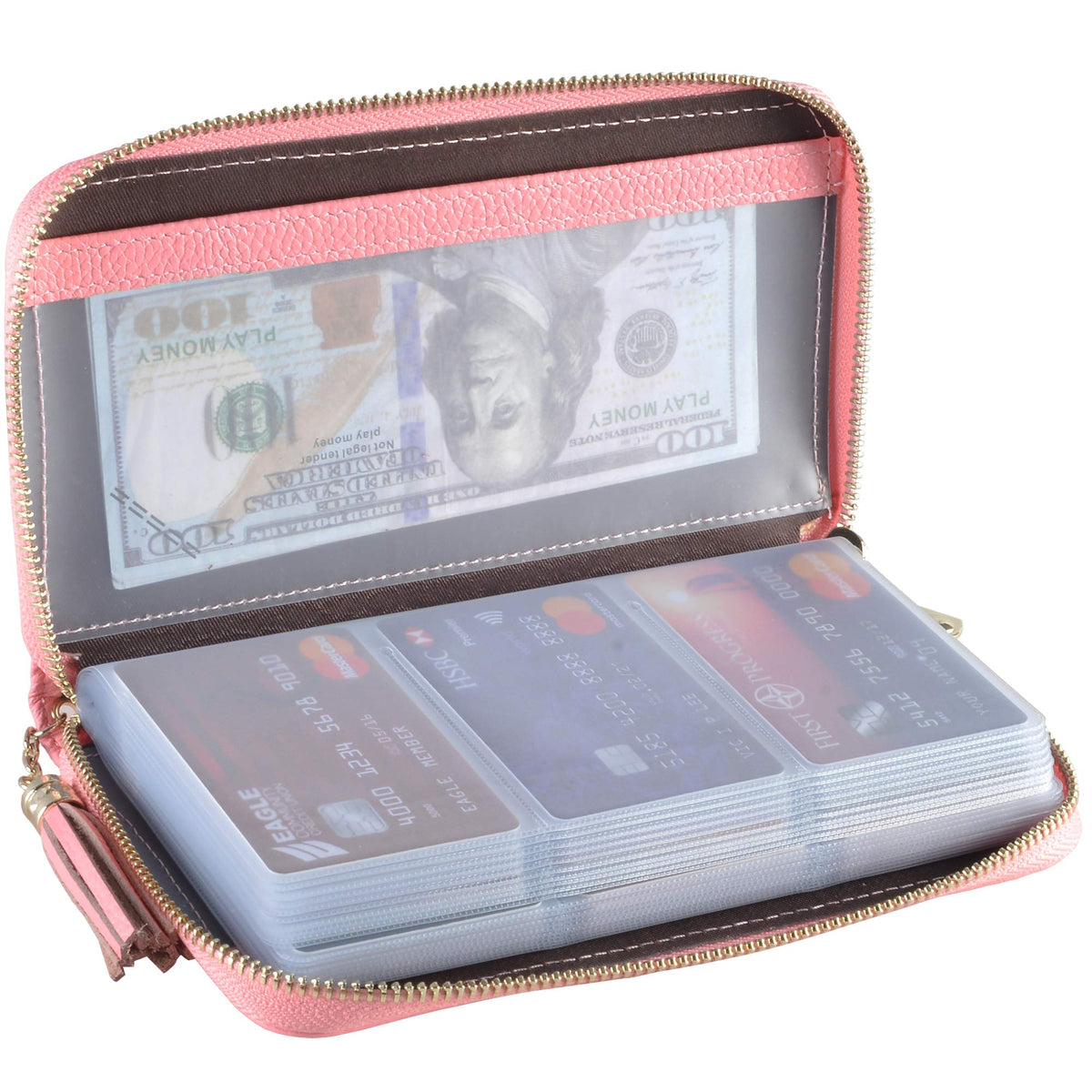 Easyoulife Credit Card Holder Wallet Womens Zipper Leather Case Purse RFID Blocking