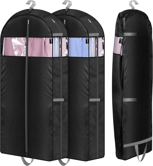 MISSLO 10" Gusseted Garment Bags for Hanging Clothes Compression 43" Suit Bags for Closet Storage Space Saver Clothes Bags for Travel Suit Cover Bags, 3 Packs