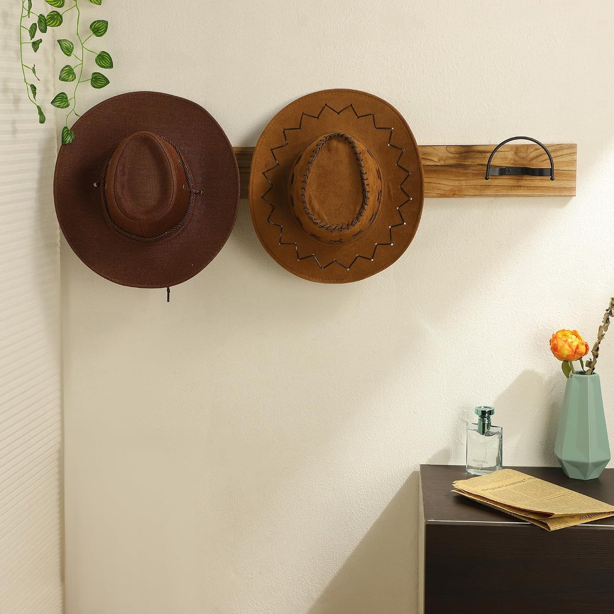 Taozun Cowboy Hat Rack Wall Mount, 4 Pack Curved Hat Holder for Display