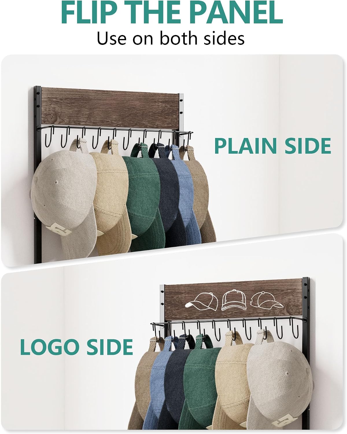FANGSUN Over the Door Hat Organizer with 30 Hooks, 3-Tier Hat Rack for Door