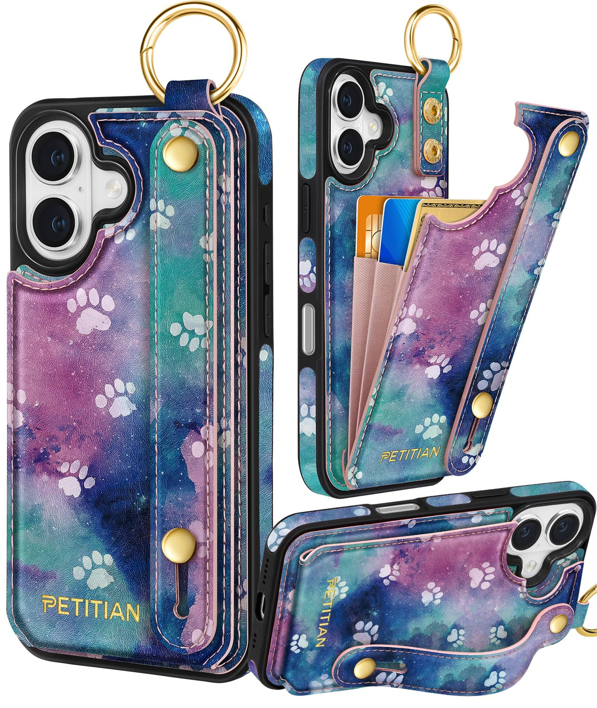 Petitian for iPhone 18 Pro/17 Pro Wallet Case for Women, Vintage Flower
