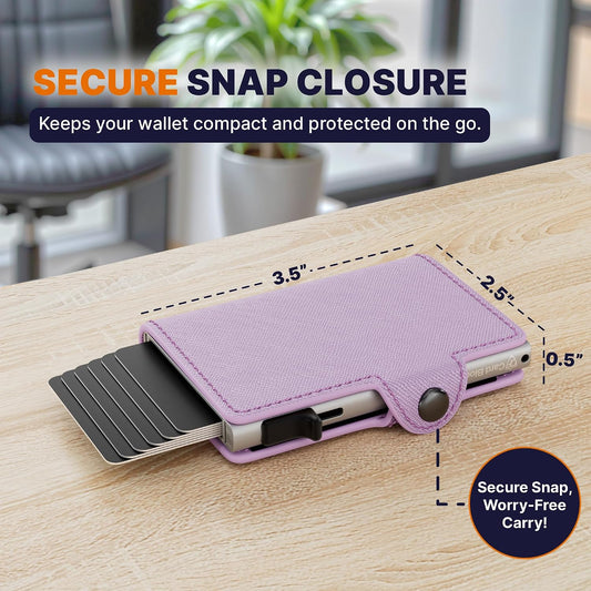 RFID Wallet for Women – Slim Pop-Up Card Holder, Saffiano Light Pink