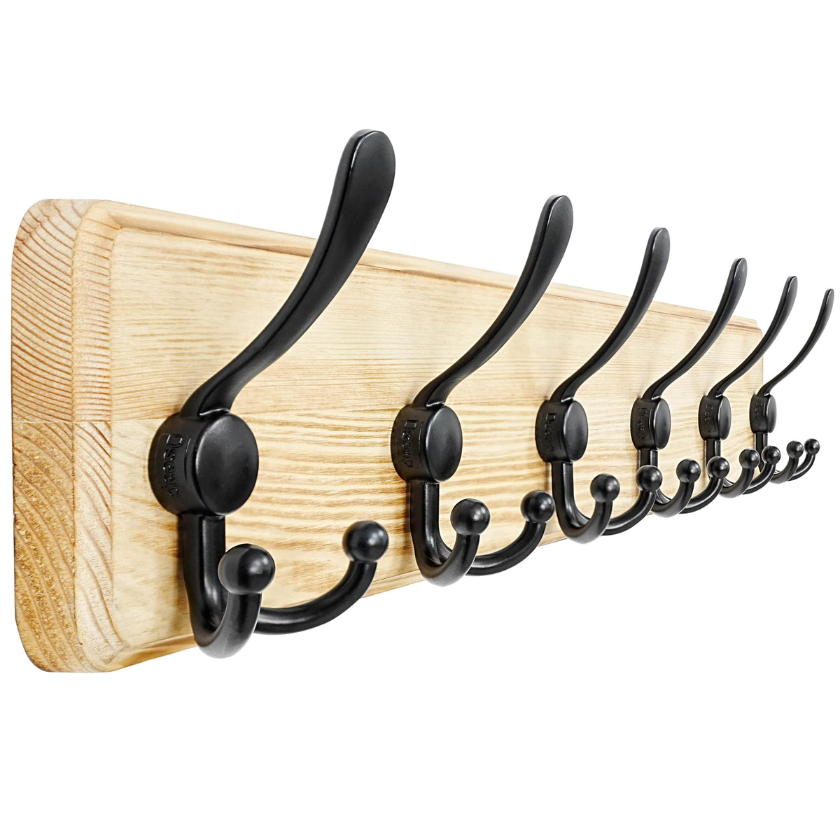 Dseap Coat Rack Wall - Heavy-Duty 38-1/4" Long, with Reinforced 10 Custom Tri-Hooks, Solid Wood Wall Hanger for Coats Hat Jackets - Rustic Farmhouse Entryway Hallway Storage, Black