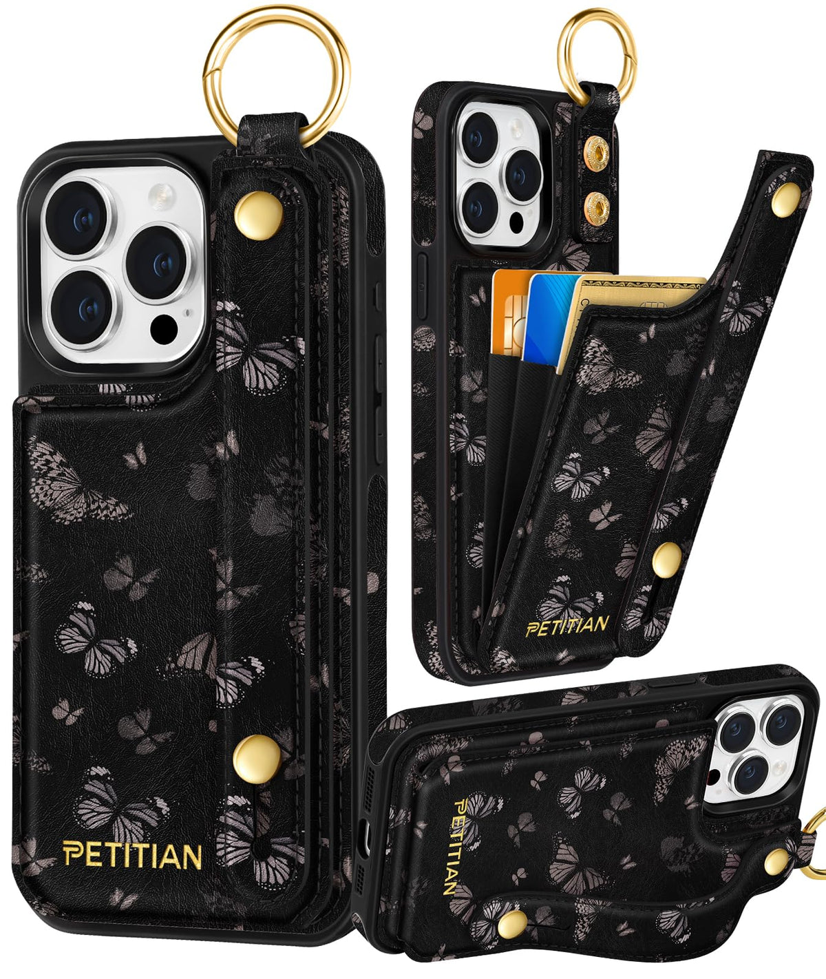 Petitian for iPhone 18 Pro/17 Pro Wallet Case for Women, Vintage Flower