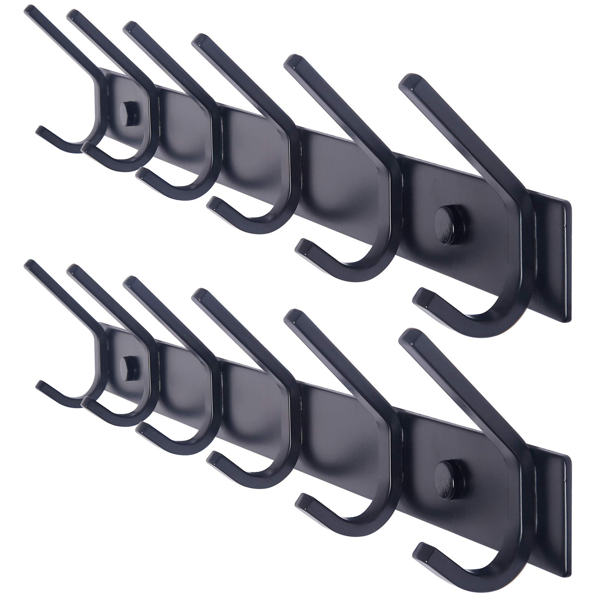 WEBI Coat Rack Wall Mounted,17-1/8 Inch Hooks for Hanging Coats,Heavy Duty Metal Hook Rail with 6 Double Dual Hooks Hanger Wall Mount for Purse Clothes Jacket Backpack Entryway,Black