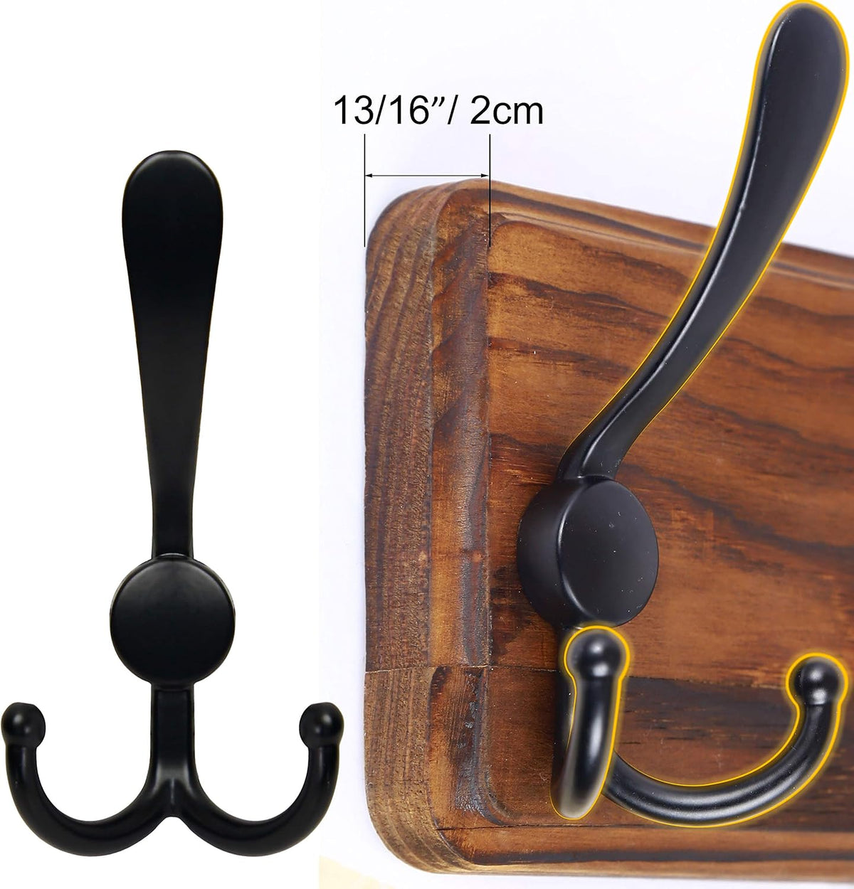 SKOLOO Rustic Coat Rack Wall Mount, 16" Stud Spacing, Solid Wood, Brown