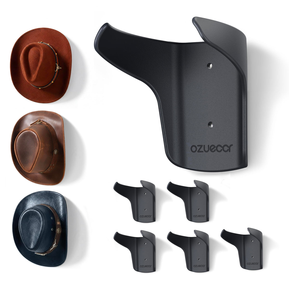 Ozueccr Cowboy Hat Rack for Wall, 4 Pack