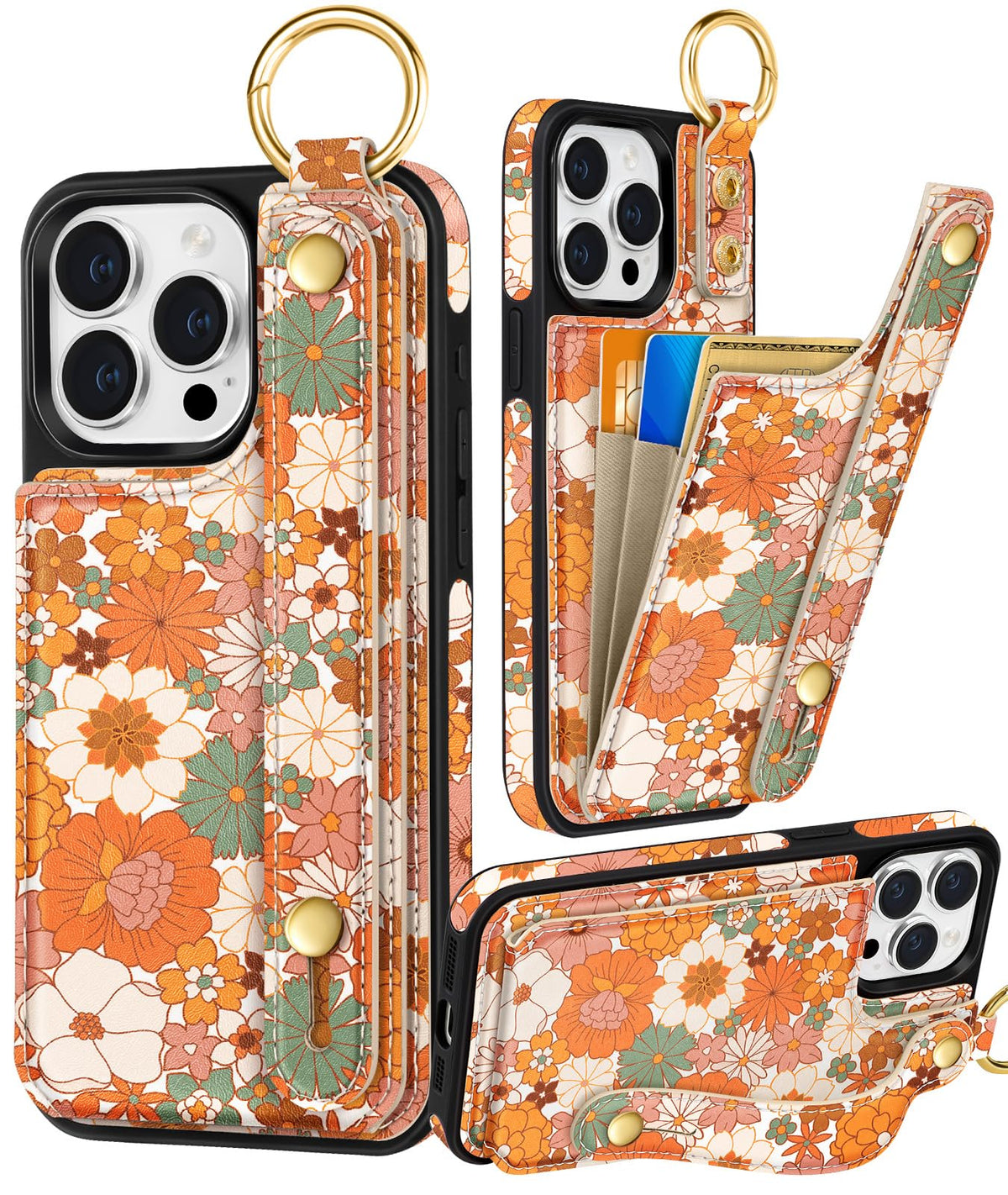Petitian for iPhone 18 Pro/17 Pro Wallet Case for Women, Vintage Flower