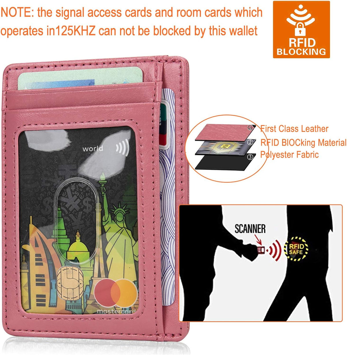 GH GOLD HORSE Slim RFID Blocking Card Holder Minimalist Leather Front Pocket Wallet for Women