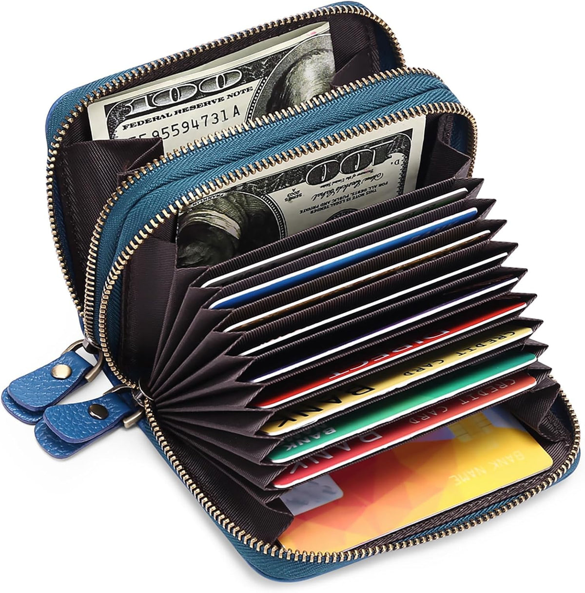 GOIACII Small Genuine Leather Wallet for Women, RFID Blocking Credit Card Holder Wallet