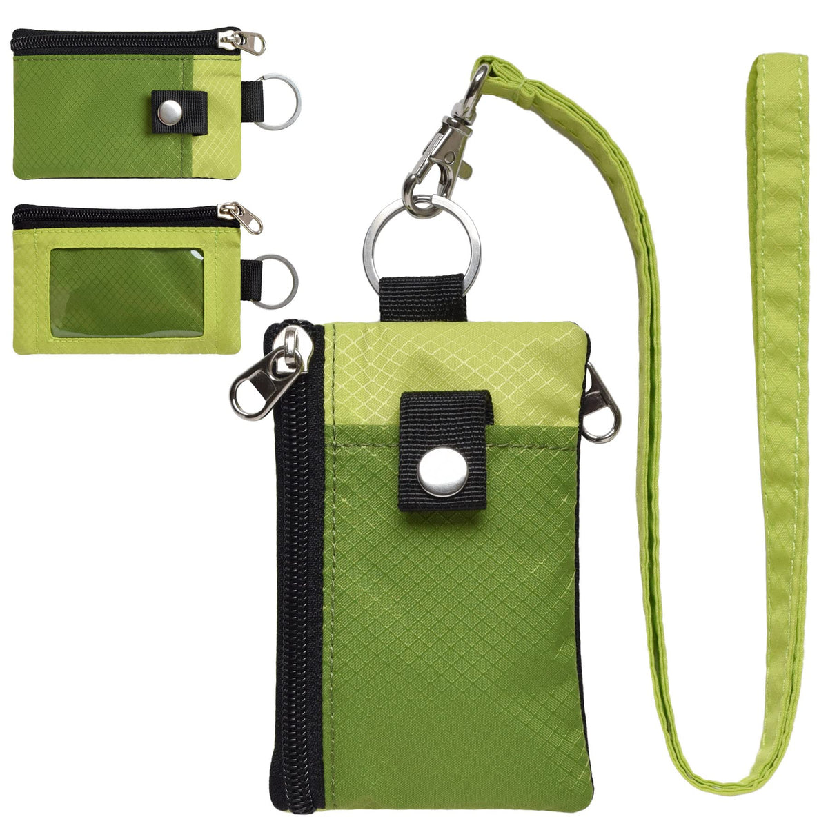 CHENSPRX Minimalist RFID Blocking Small Wallet with ID Window,WaterResistant Zip Id Case Wallet with Lanyard Keychain for Cards,Cash,Travel,Women,Men