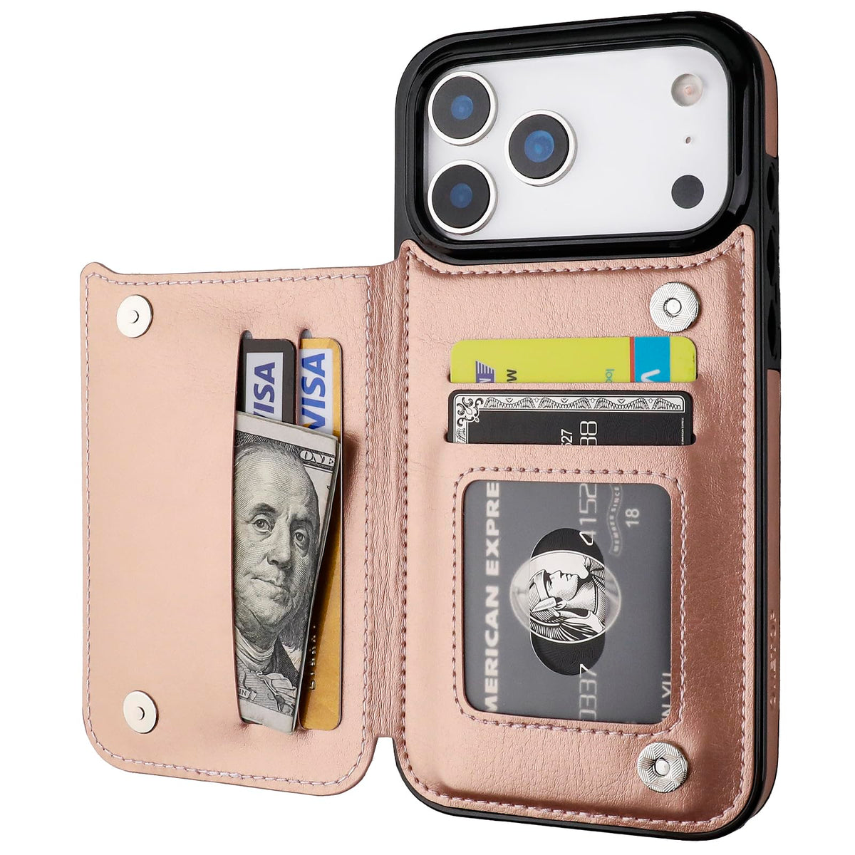 ONETOP for iPhone 18/17 Pro Max Wallet Case with Credit Card Holder,Black