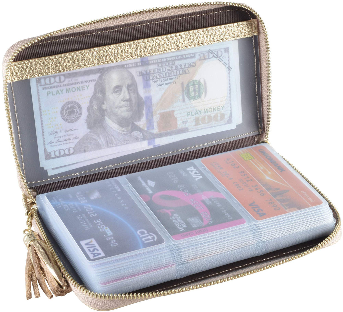 Easyoulife Credit Card Holder Wallet Womens Zipper Leather Case Purse RFID Blocking