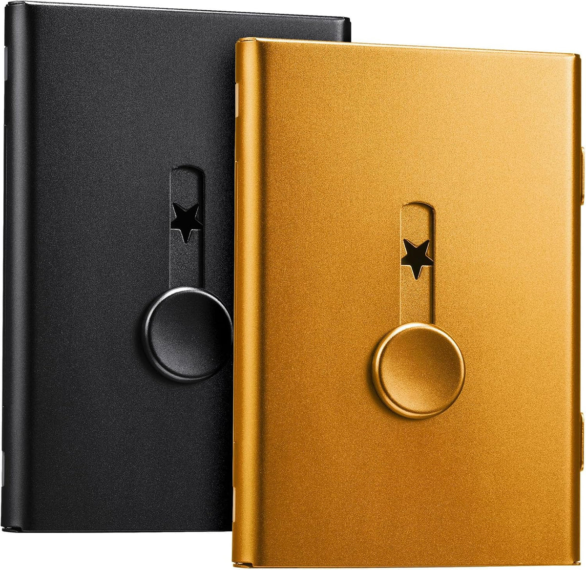 Tatuo 2 Pcs Black Gold Business Card Holder Thumb Drive Stainless Steel