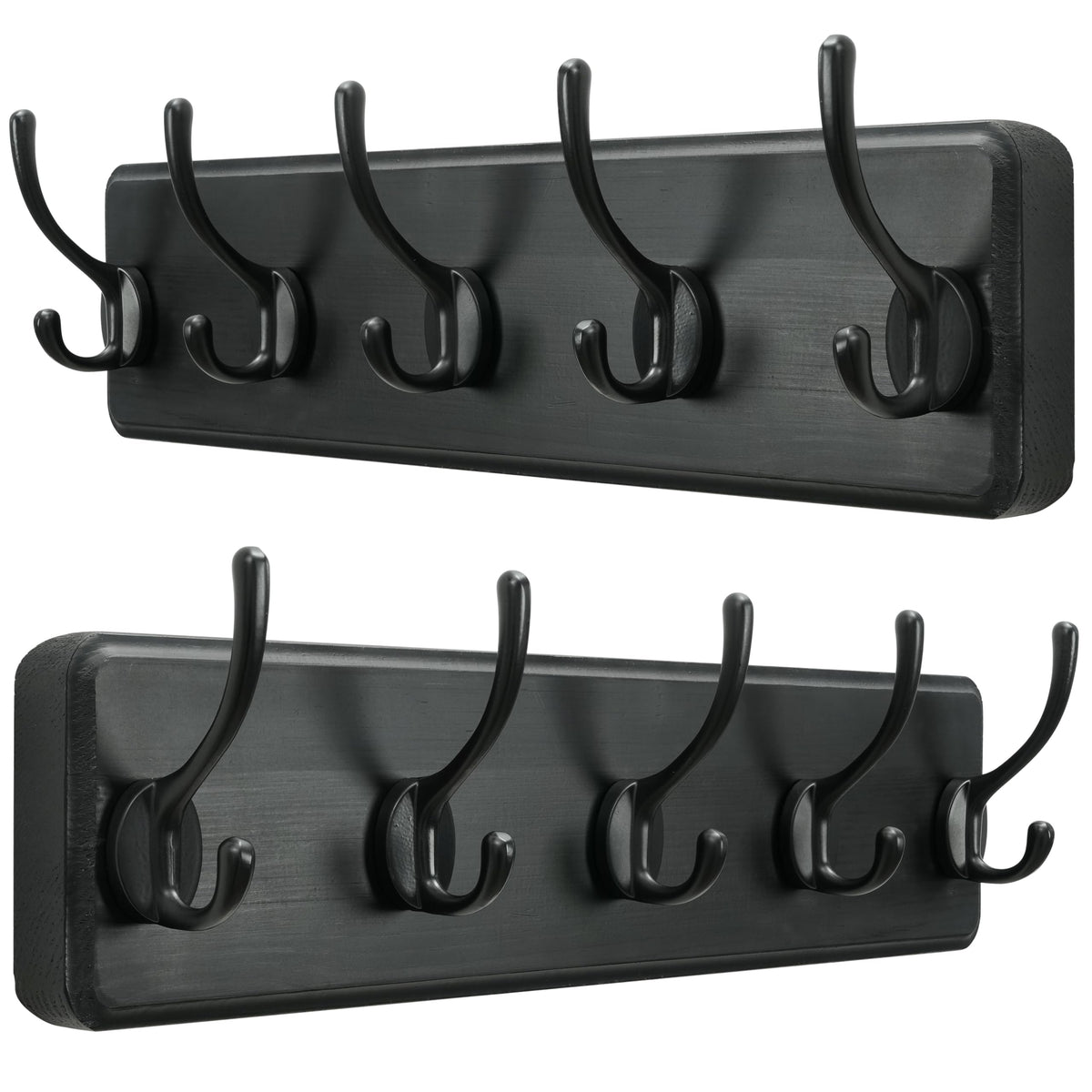 SKOLOO Rustic Coat Rack Wall Mount, 5 Hooks, 17 Inch, Solid Wood, White