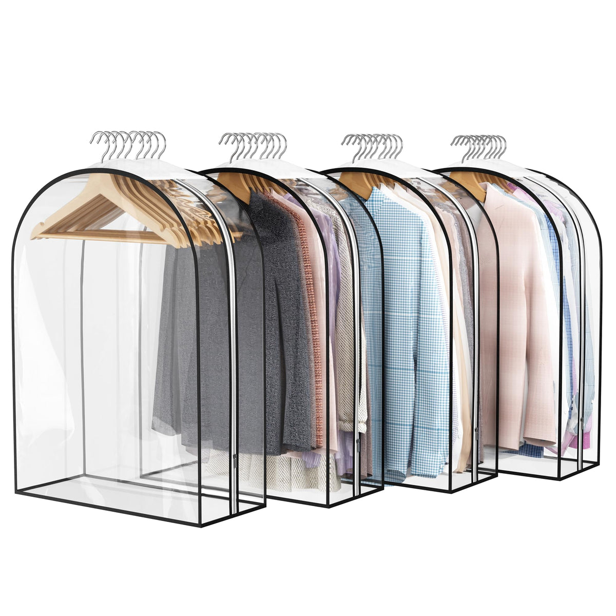 Liuoud Clear Garment Bags for Hanging Clothes 10” Gusseted, 6 Pack, 40”&50”