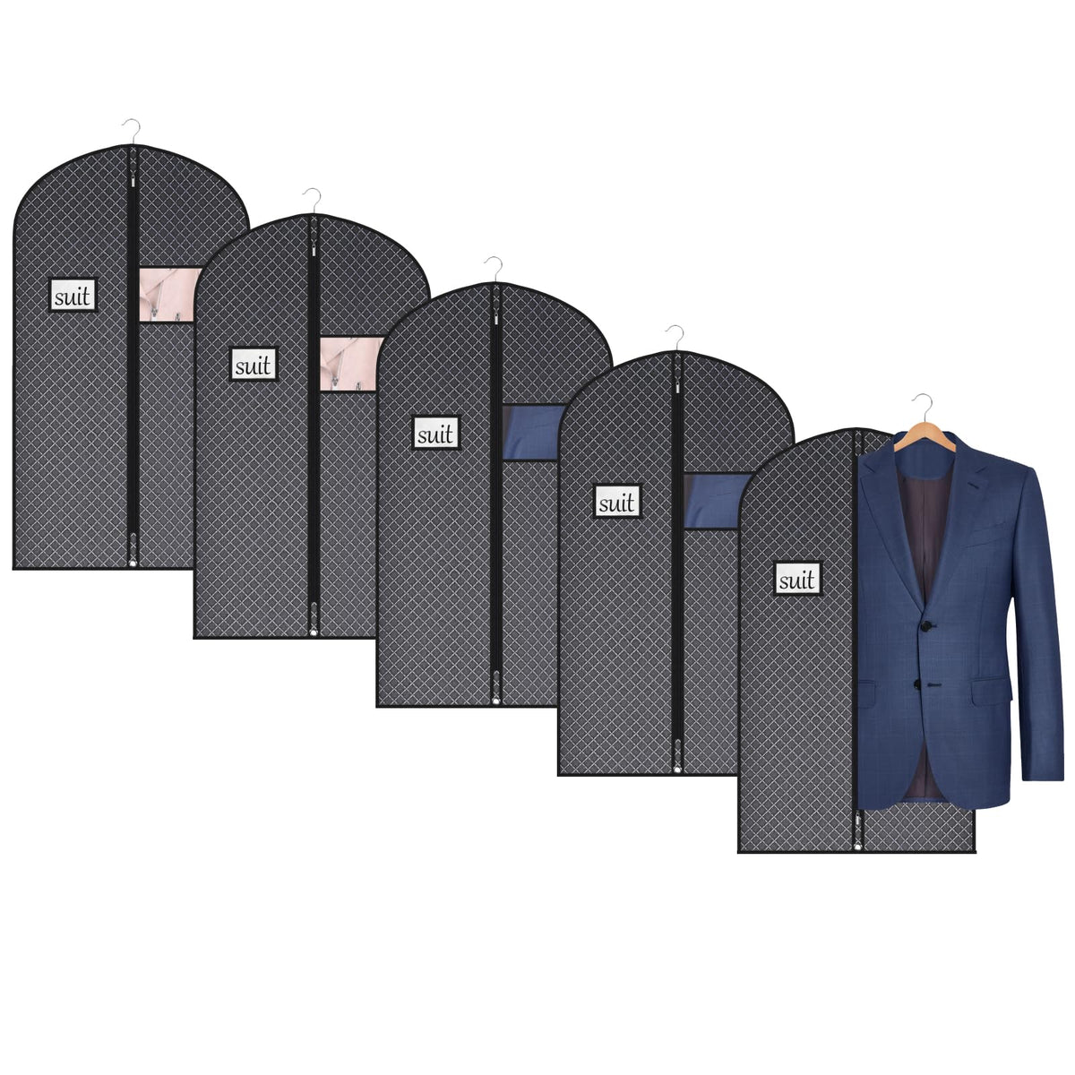 Univivi 60 Inch Lightweight Garment Bag for Hanging Clothes, 10 Pack, Black