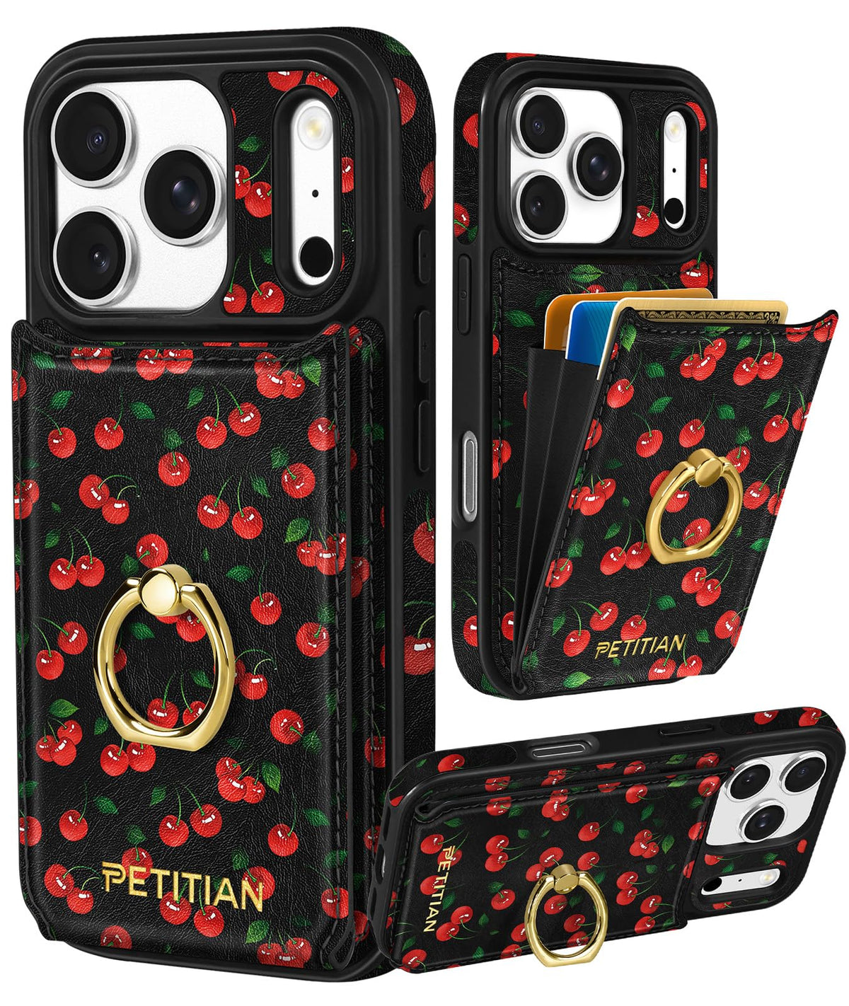 Petitian for iPhone 18 Pro/17 Pro Wallet Case for Women, Vintage Flower