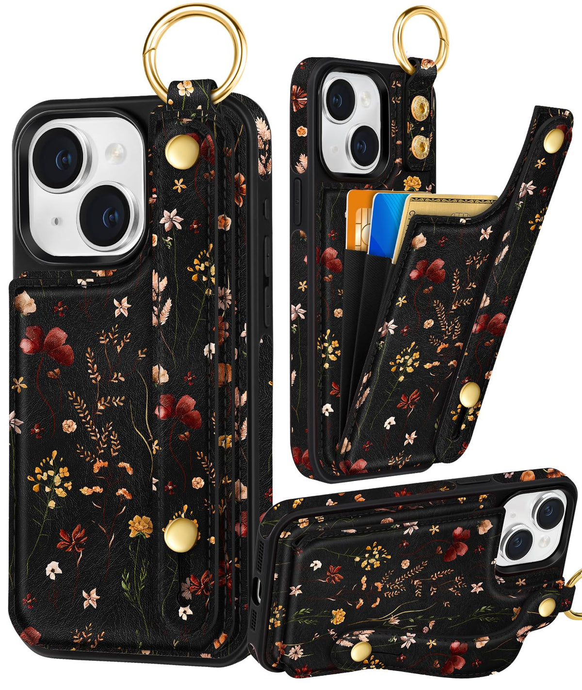 Petitian for iPhone 18 Pro/17 Pro Wallet Case for Women, Vintage Flower