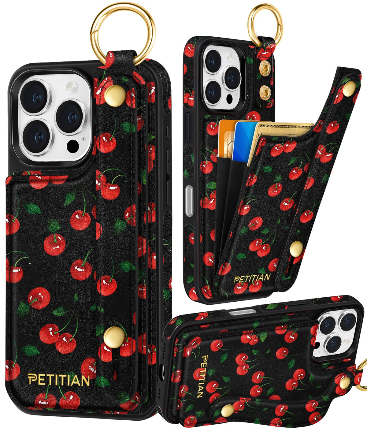 Petitian for iPhone 18 Pro/17 Pro Wallet Case for Women, Vintage Flower