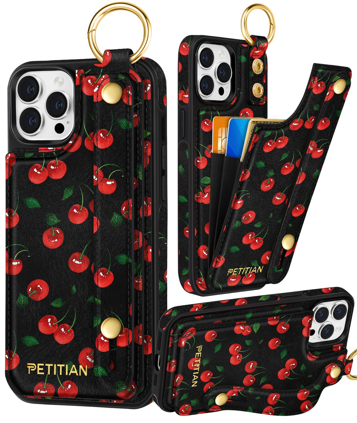 Petitian for iPhone 18 Pro/17 Pro Wallet Case for Women, Vintage Flower