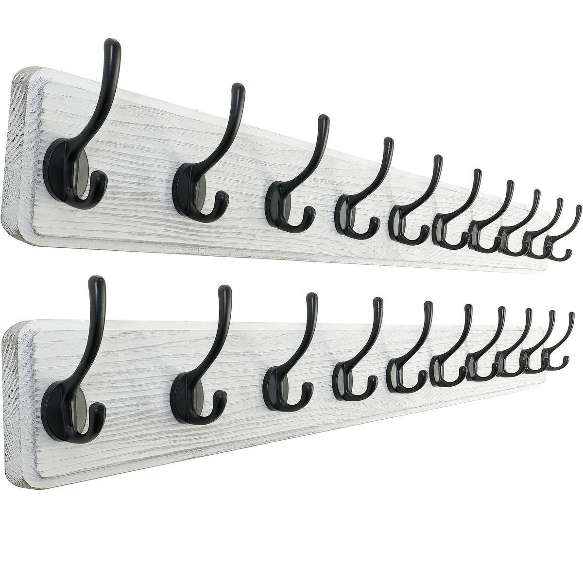 SKOLOO Rustic Coat Rack Wall Mount, 5 Hooks, 17 Inch, Solid Wood, White