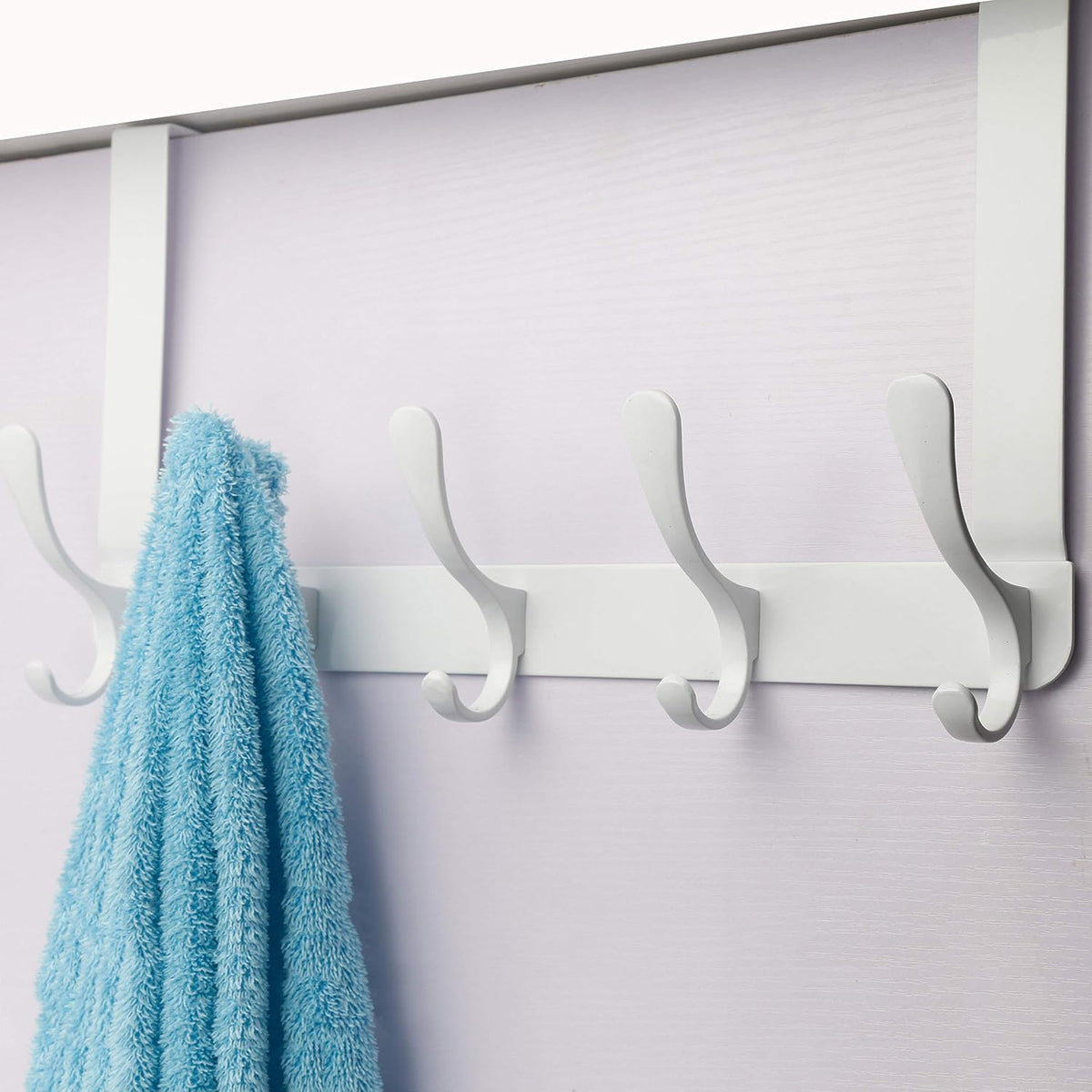 SKOLOO Over The Door Hook, Door Hanger Hooks for Hanging Clothes, Towels, Coats, Hats, Over The Door Towel Hook - White, Assembly Required