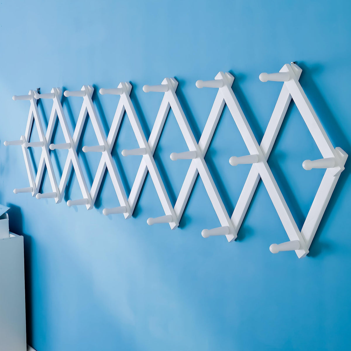 SKOLOO Hat Rack for Wall with 14 Hooks, Solid Wooden, Modern, Expandable Coat Rack Wall Mount for Coats, Hats, Bags, Baseball Caps, Natural Color