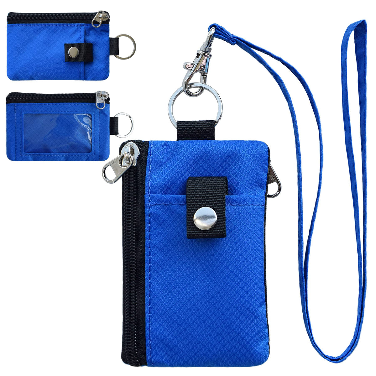 CHENSPRX Minimalist RFID Blocking Small Wallet with ID Window,WaterResistant Zip Id Case Wallet with Lanyard Keychain for Cards,Cash,Travel,Women,Men