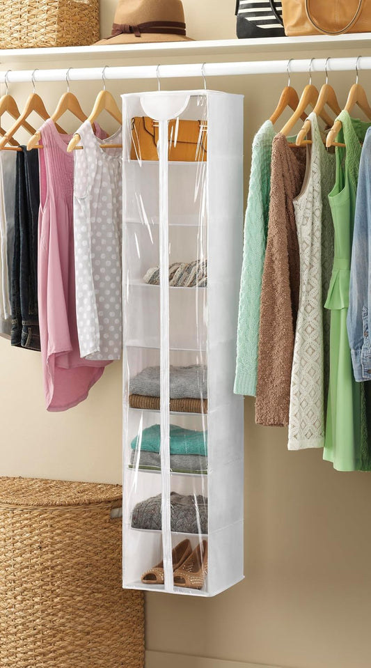 Whitmor Crystal Clear Hanging Sweater Bag - White