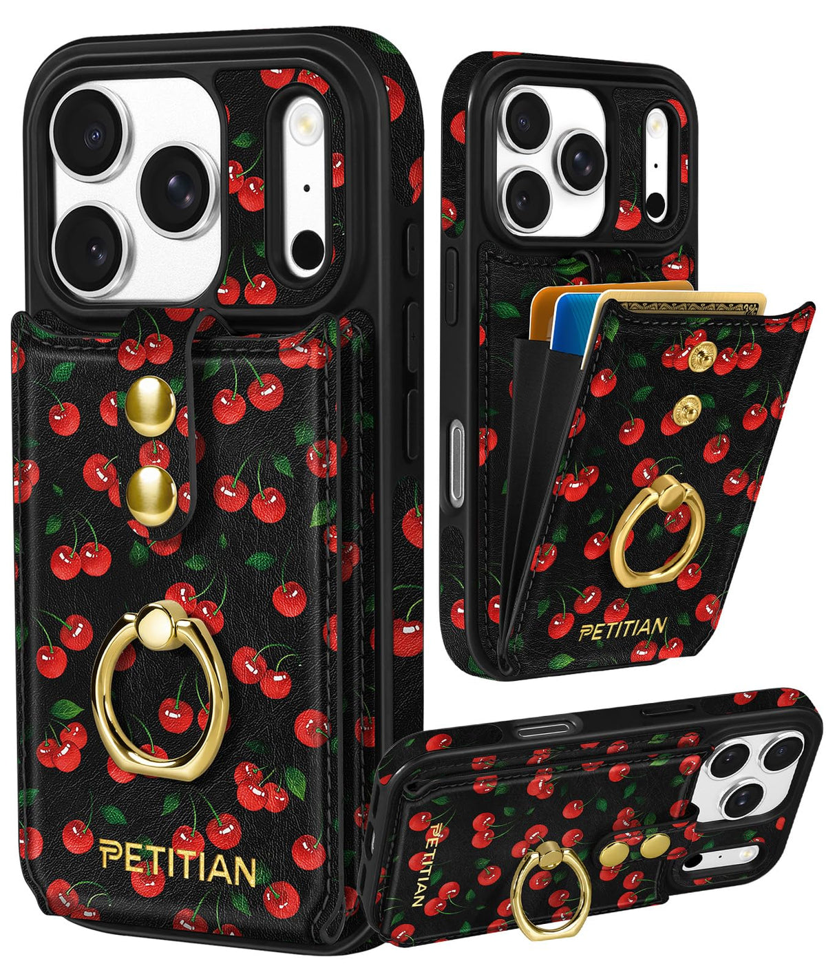 Petitian for iPhone 18 Pro/17 Pro Wallet Case for Women, Vintage Flower