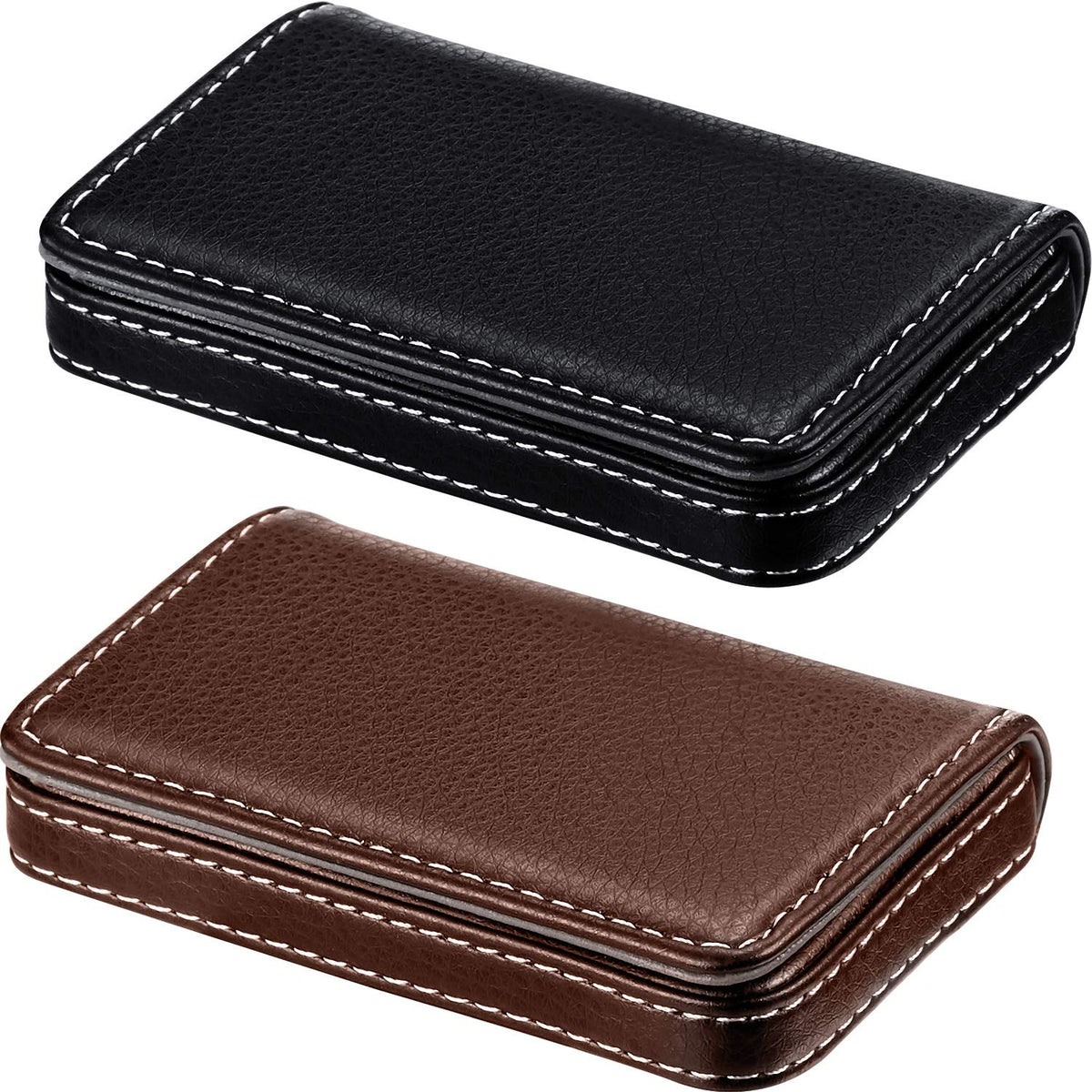 Outus 2 Pcs Business Card Holder PU Leather, Black