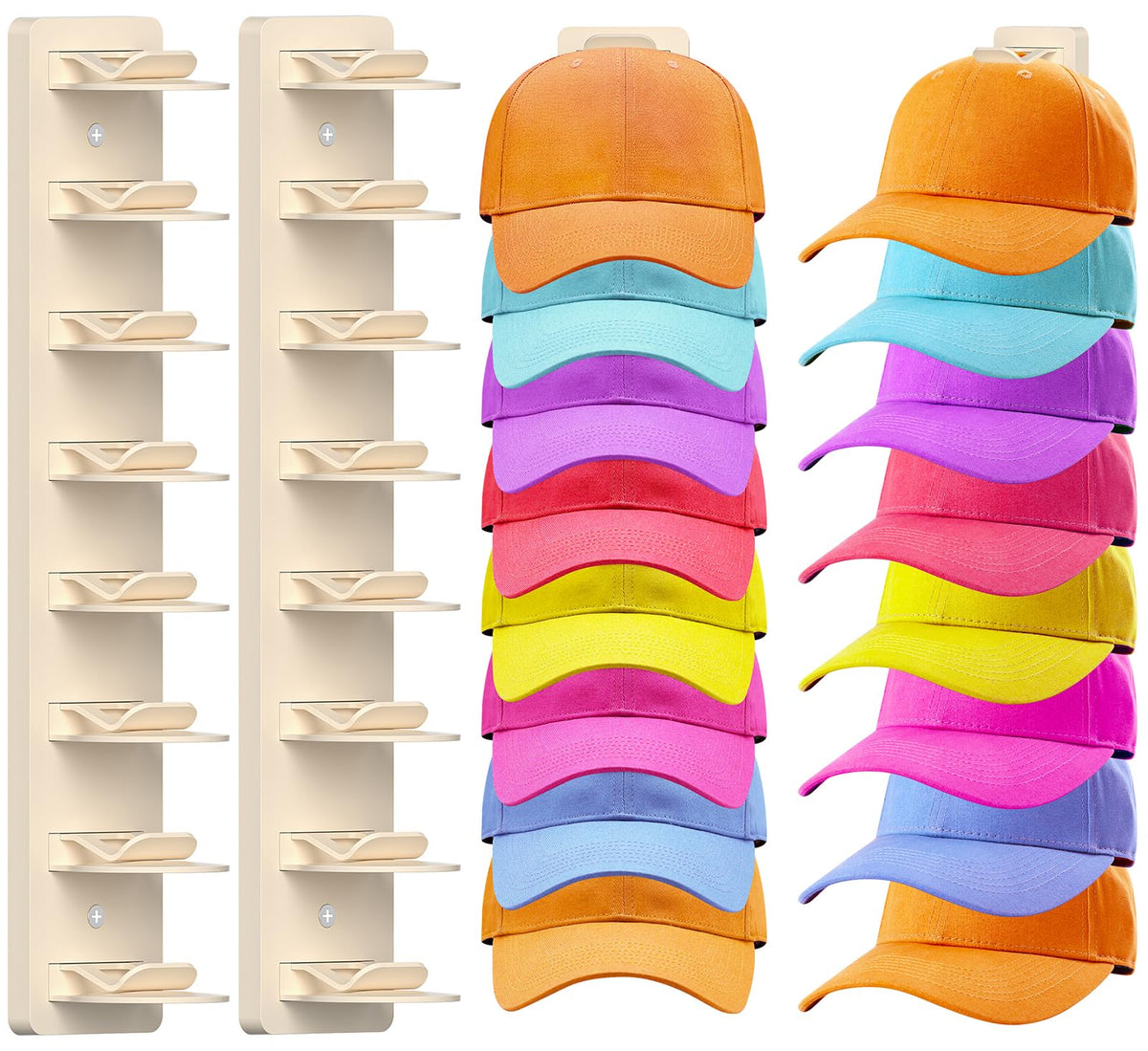 2 Pack Hat Organizer for Baseball Caps, Hat Rack Storage Hold 32 Cap Closet
