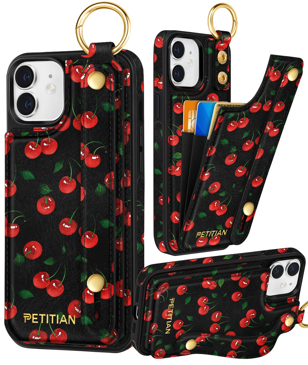 Petitian for iPhone 18 Pro/17 Pro Wallet Case for Women, Vintage Flower