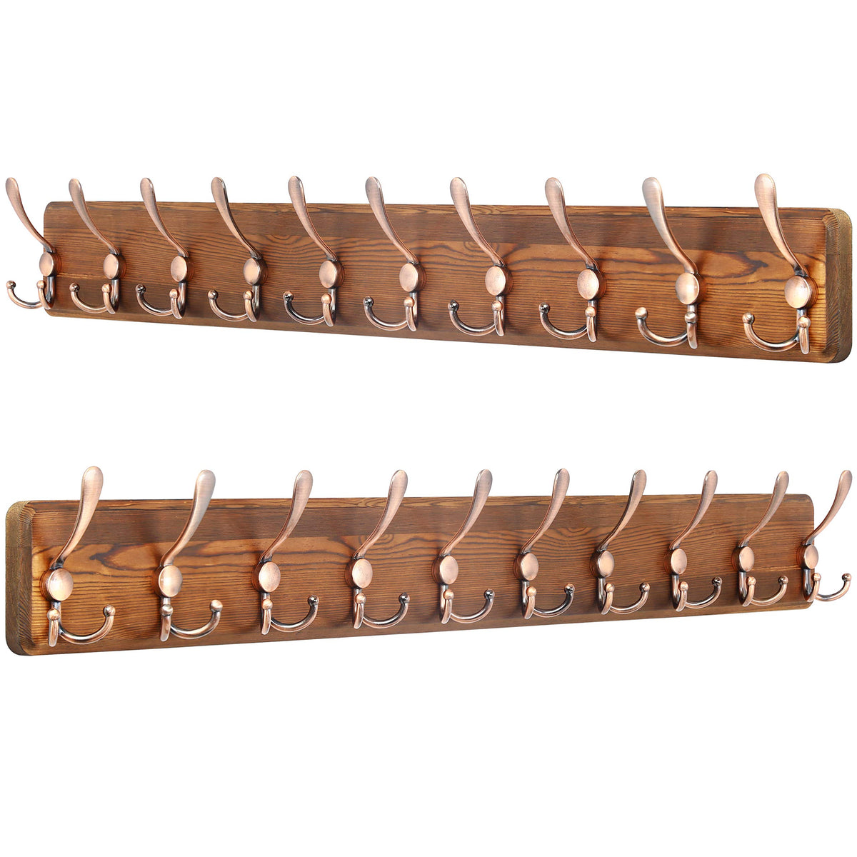 SKOLOO Rustic Coat Rack Wall Mount, 16" Stud Spacing, Solid Wood, Brown