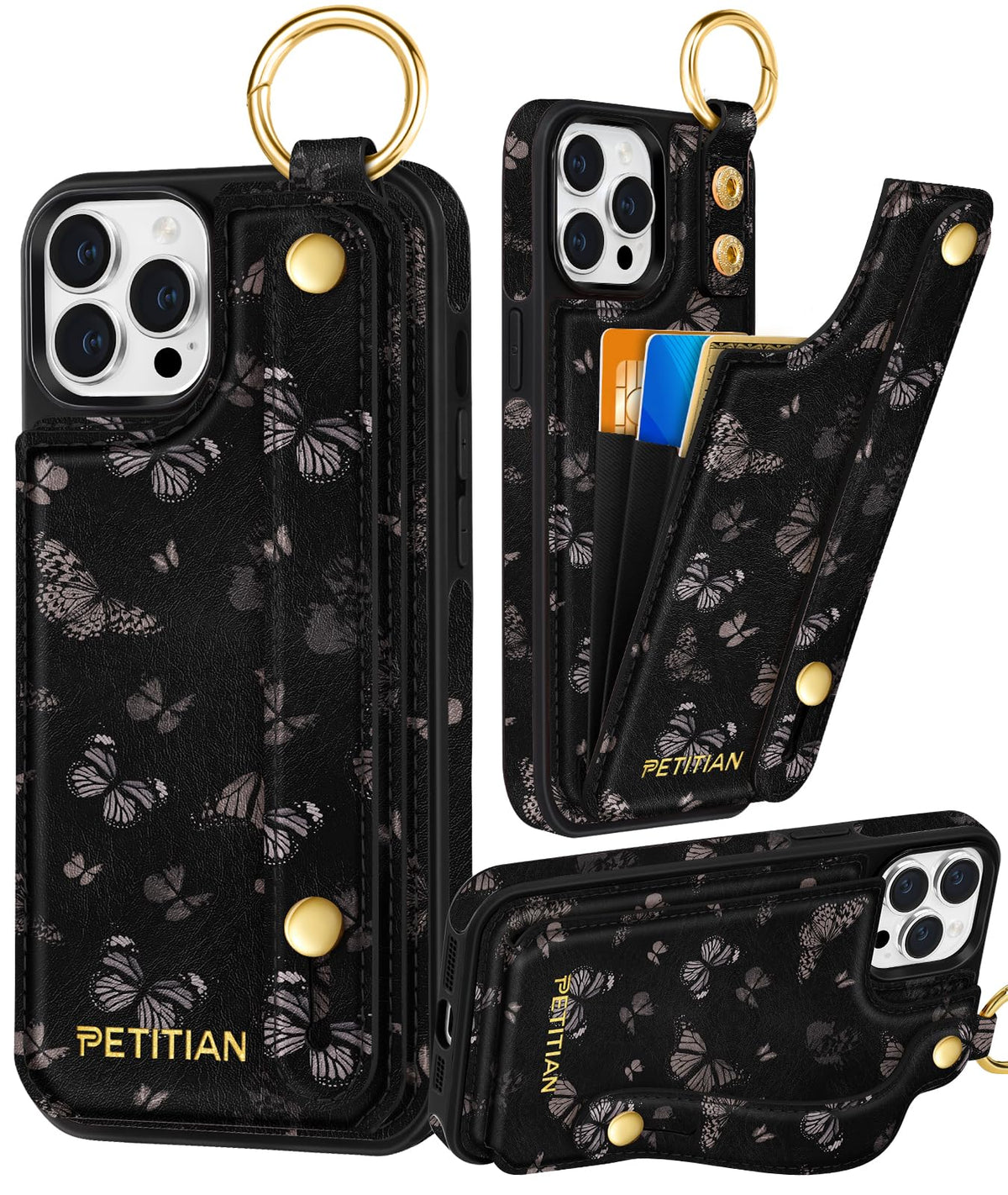 Petitian for iPhone 18 Pro/17 Pro Wallet Case for Women, Vintage Flower