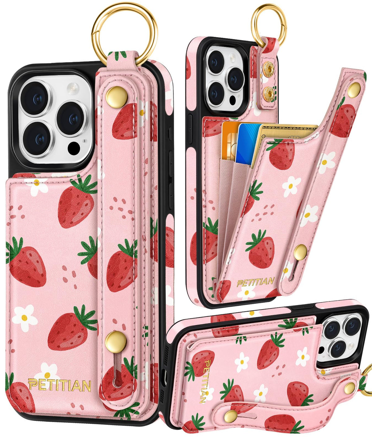Petitian for iPhone 18 Pro/17 Pro Wallet Case for Women, Vintage Flower