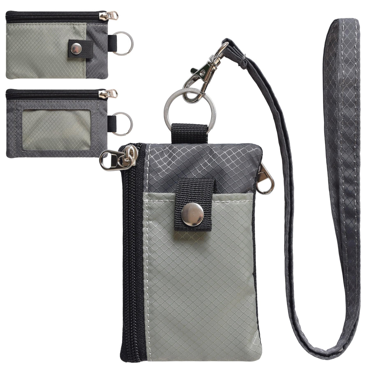 CHENSPRX Minimalist RFID Blocking Small Wallet with ID Window,WaterResistant Zip Id Case Wallet with Lanyard Keychain for Cards,Cash,Travel,Women,Men
