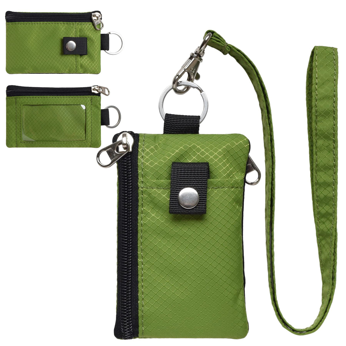 CHENSPRX Minimalist RFID Blocking Small Wallet with ID Window,WaterResistant Zip Id Case Wallet with Lanyard Keychain for Cards,Cash,Travel,Women,Men