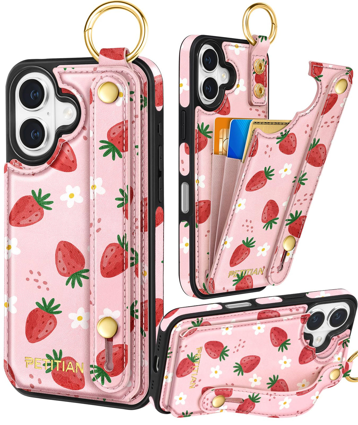 Petitian for iPhone 18 Pro/17 Pro Wallet Case for Women, Vintage Flower