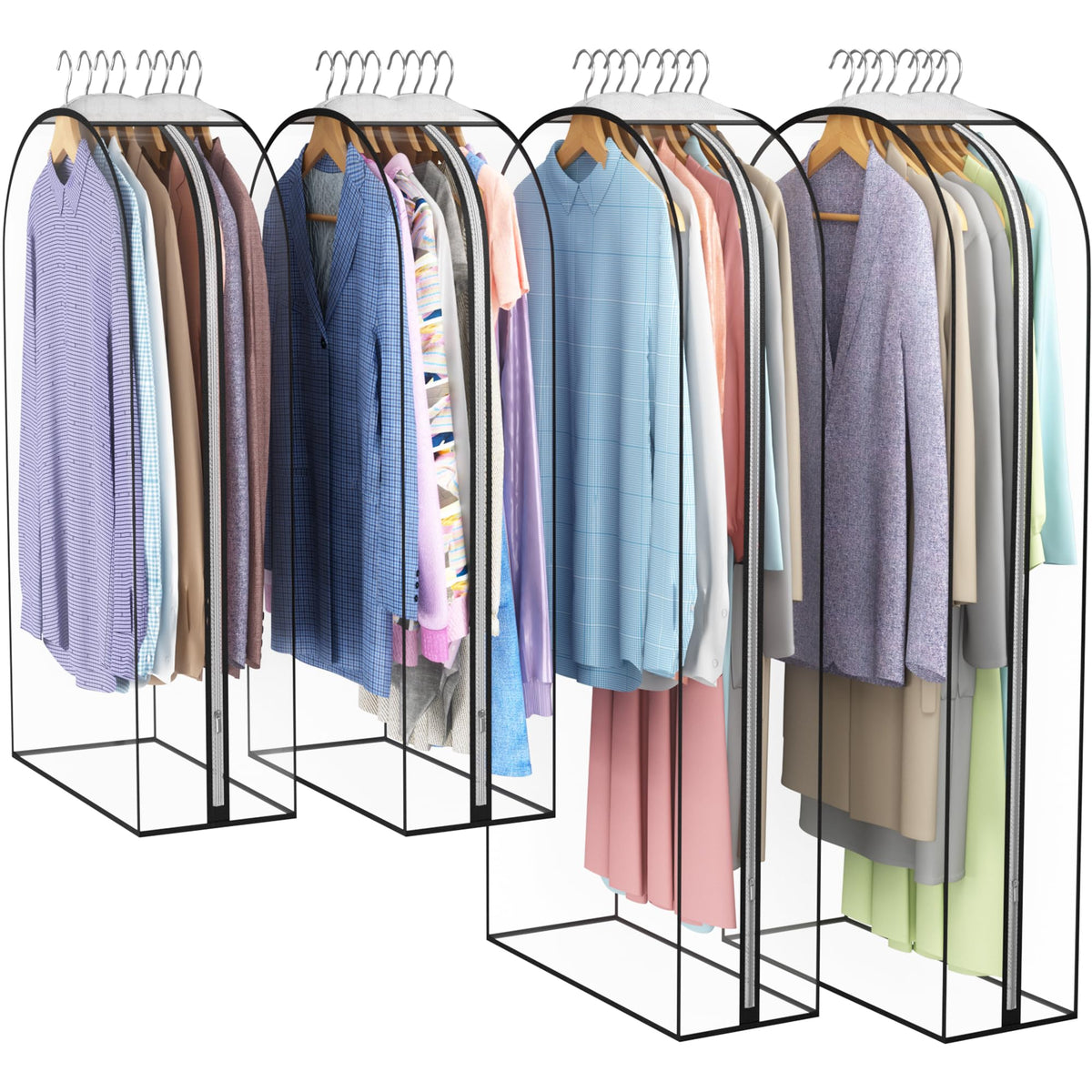 Liuoud Clear Garment Bags for Hanging Clothes 10” Gusseted, 6 Pack, 40”&50”
