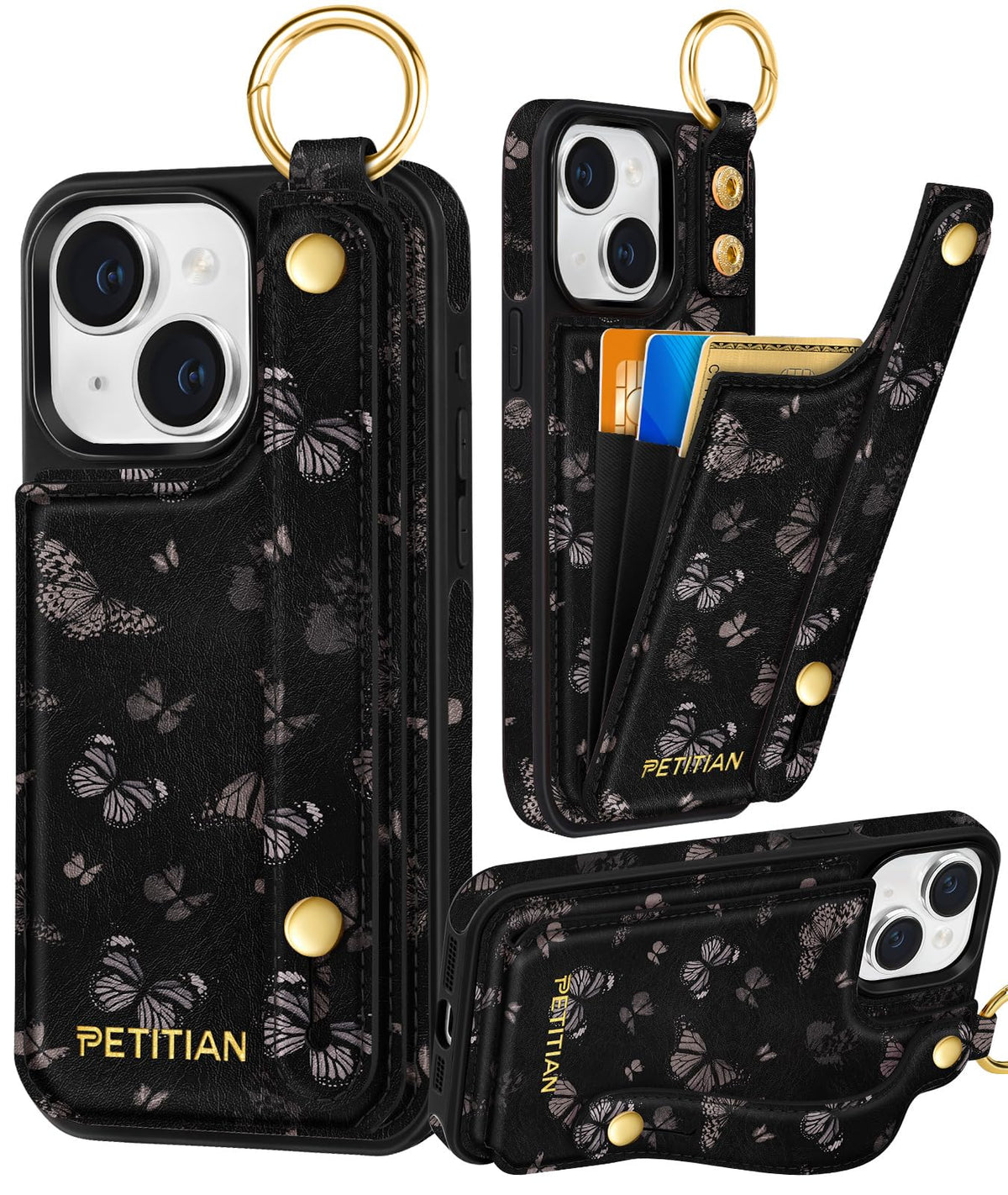 Petitian for iPhone 18 Pro/17 Pro Wallet Case for Women, Vintage Flower