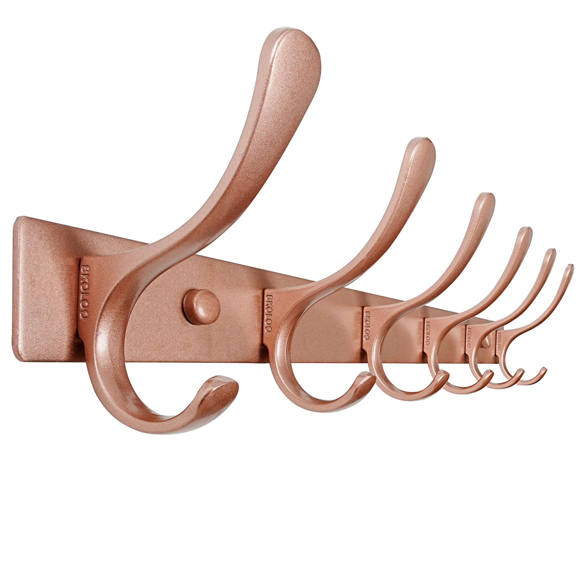SKOLOO Coat Rack Wall Mounted - 6 Hooks, Heavy Duty, Stainless Steel, Metal Wall Hanger, Sturdy Coat Hooks for Hanging Coats, Jacket, Clothes, Hats - Black