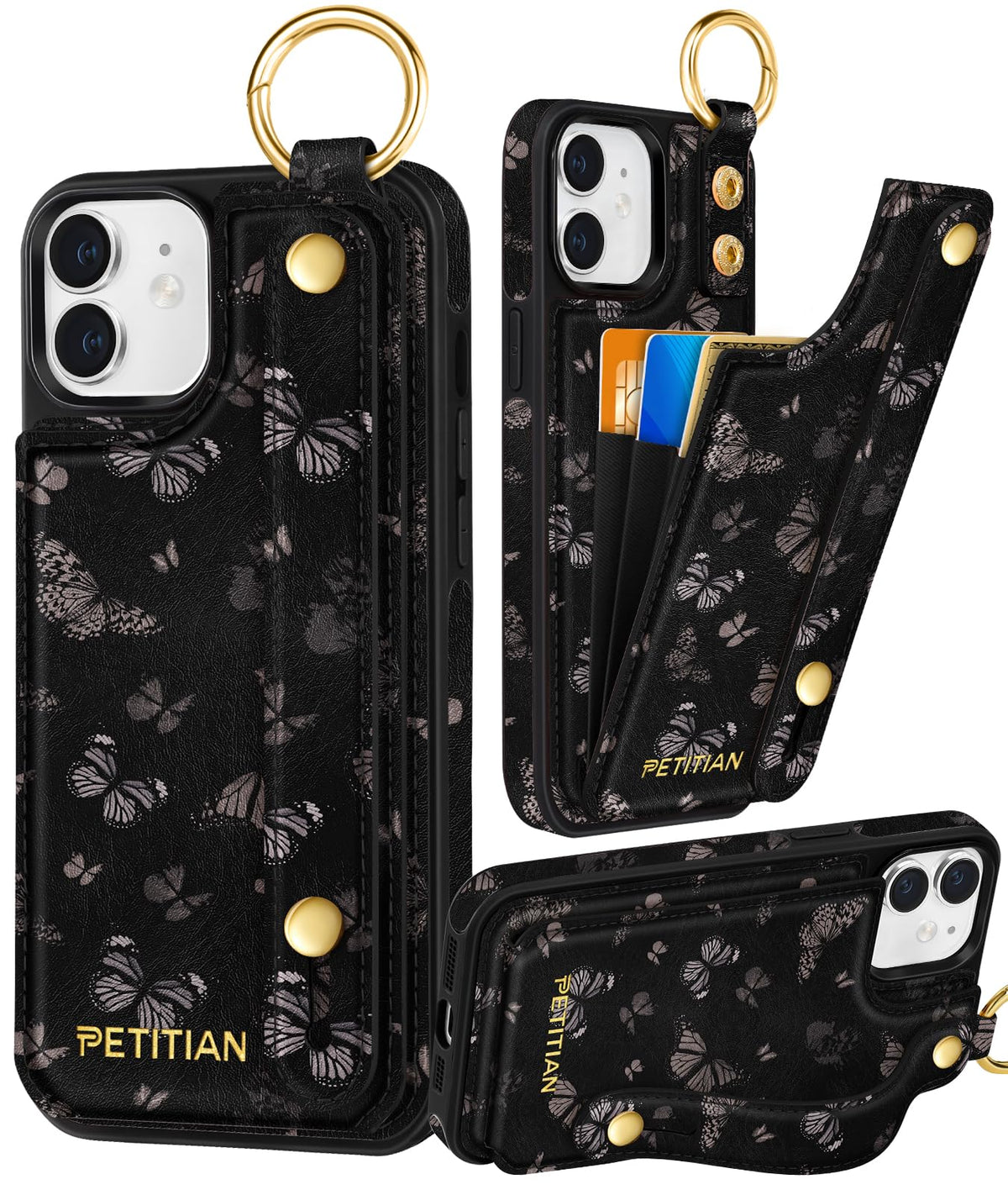 Petitian for iPhone 18 Pro/17 Pro Wallet Case for Women, Vintage Flower