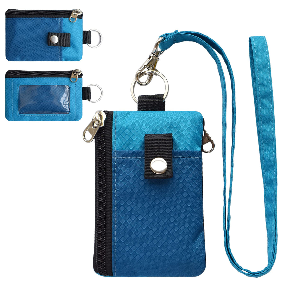 CHENSPRX Minimalist RFID Blocking Small Wallet with ID Window,WaterResistant Zip Id Case Wallet with Lanyard Keychain for Cards,Cash,Travel,Women,Men