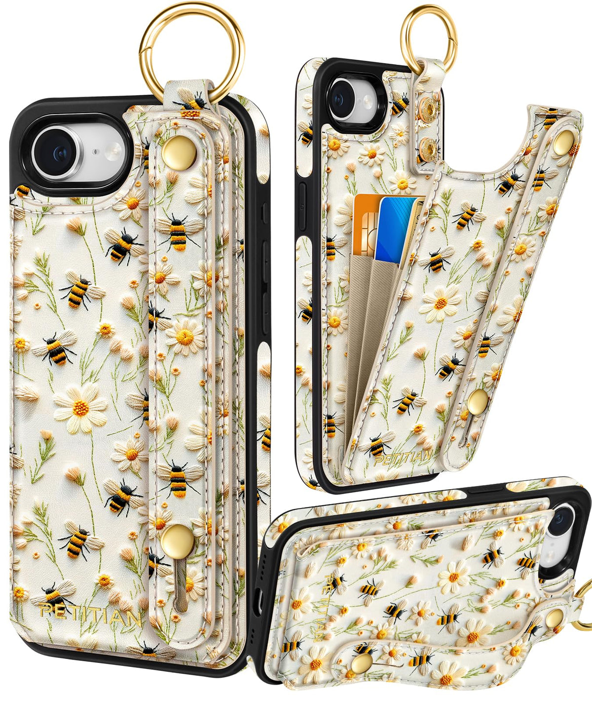 Petitian for iPhone 18 Pro/17 Pro Wallet Case for Women, Vintage Flower